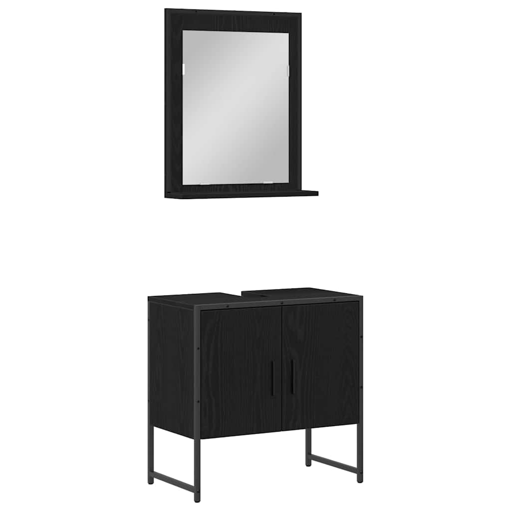 vidaXL Zestaw mebli łazienkowych 2 pcs Czarny Materiał drewnopochodny