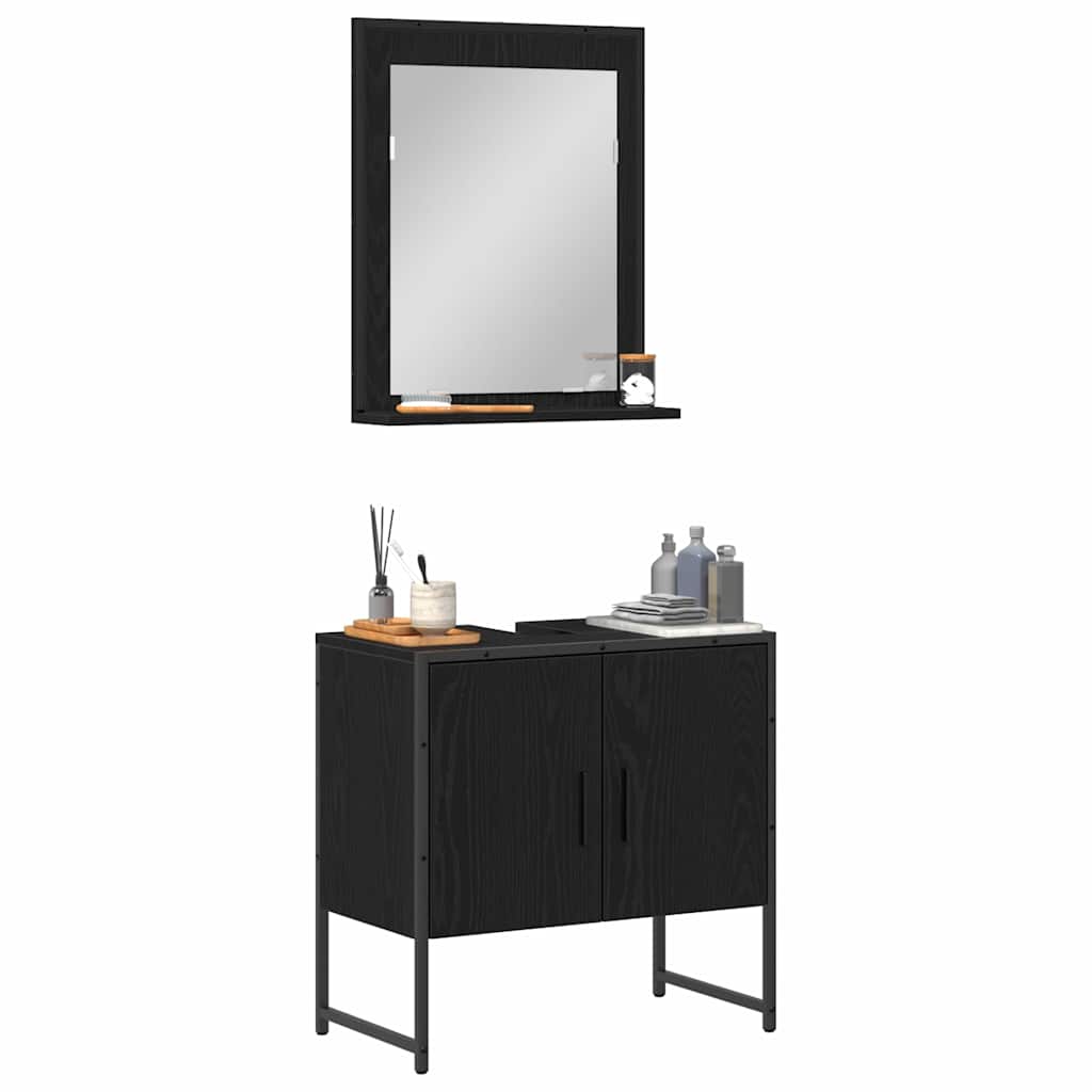 vidaXL Zestaw mebli łazienkowych 2 pcs Czarny Materiał drewnopochodny