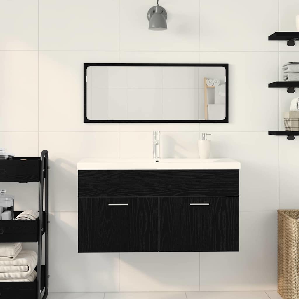 vidaXL Zestaw mebli łazienkowych Montowane na ścianie 3 pcs Czarny Dąb