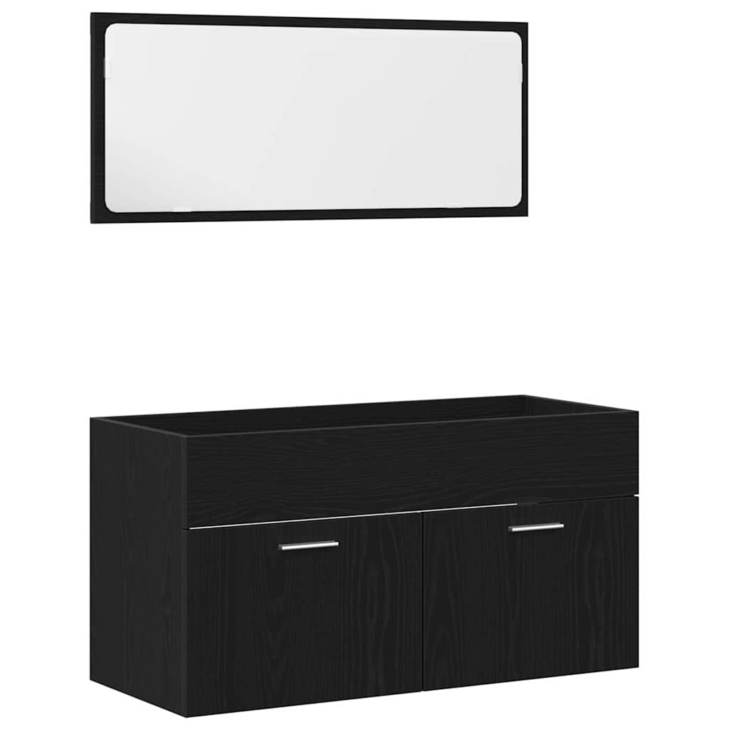 vidaXL Zestaw mebli łazienkowych Montowane na ścianie 3 pcs Czarny Dąb