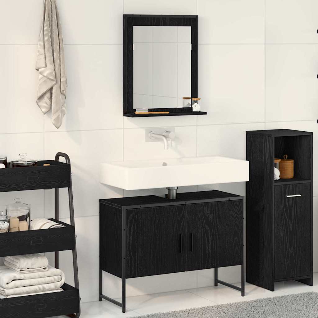 vidaXL Zestaw mebli łazienkowych 2 pcs Czarny Materiał drewnopochodny