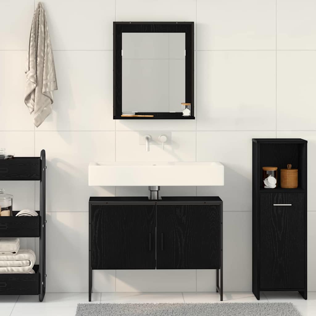 vidaXL Zestaw mebli łazienkowych 2 pcs Czarny Materiał drewnopochodny