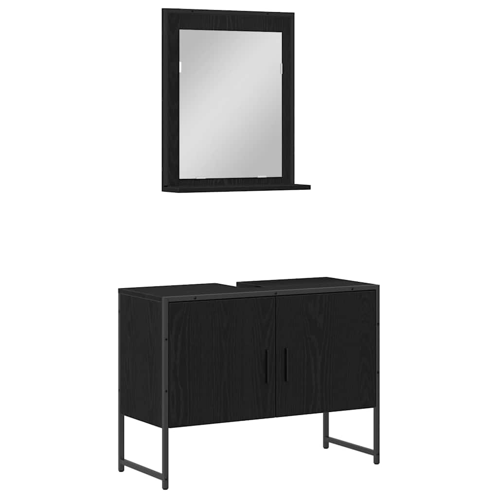 vidaXL Zestaw mebli łazienkowych 2 pcs Czarny Materiał drewnopochodny