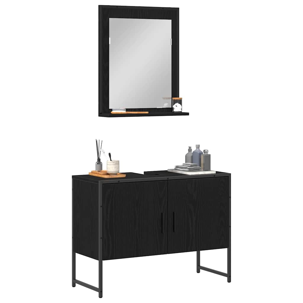 vidaXL Zestaw mebli łazienkowych 2 pcs Czarny Materiał drewnopochodny
