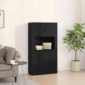 vidaXL Highboard Czarny Dąb 80 x 33 x 150 cm Materiał drewnopochodny