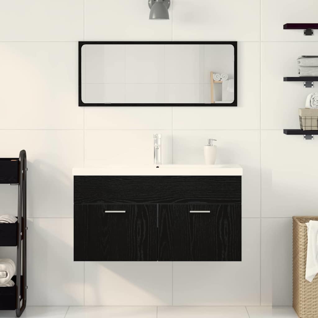 vidaXL Zestaw mebli łazienkowych Montowane na ścianie 3 pcs Czarny Dąb