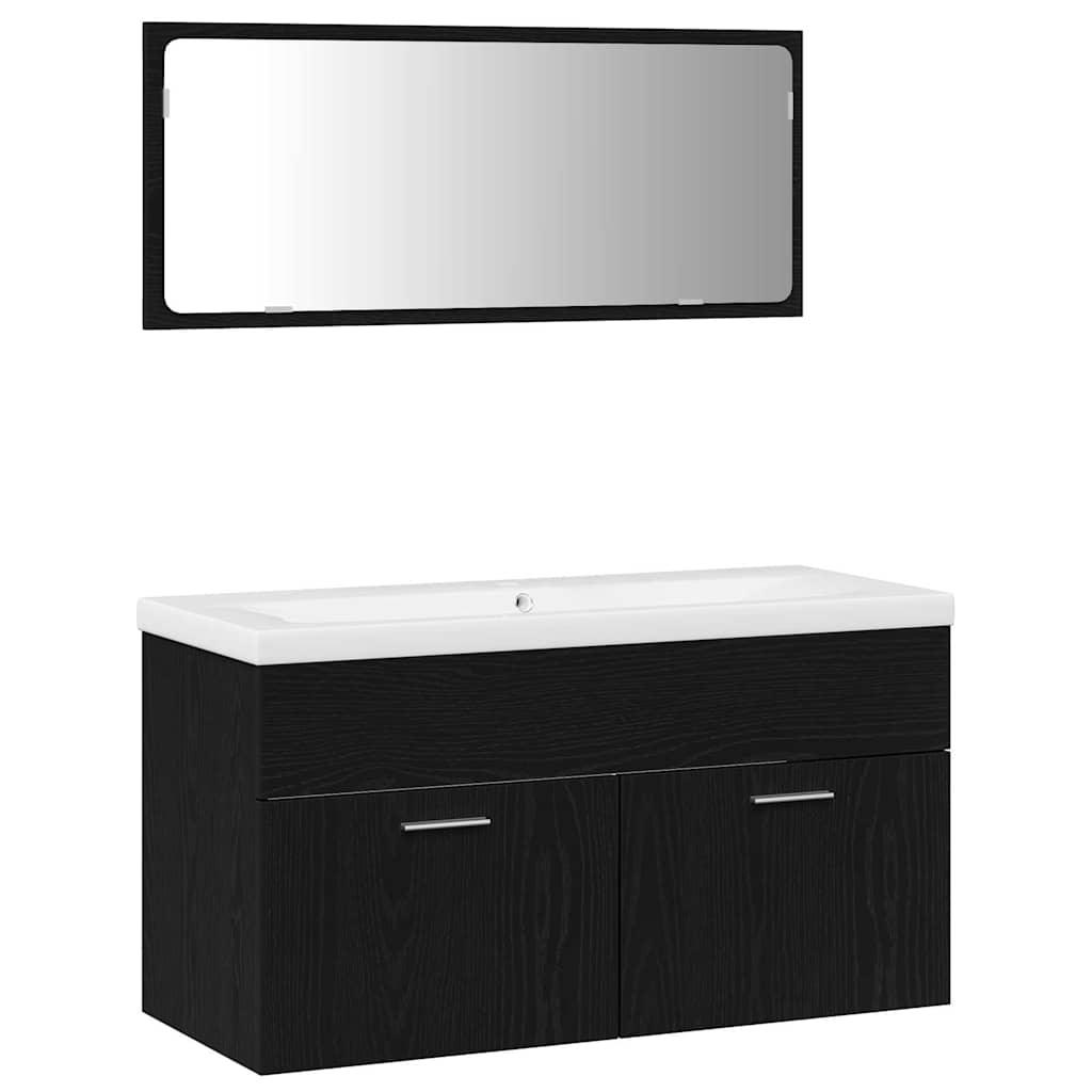 vidaXL Zestaw mebli łazienkowych Montowane na ścianie 3 pcs Czarny Dąb