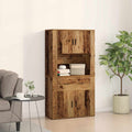 vidaXL Wysokie biurko z szufladą Stare drewno 80 x 33 x 150 cm