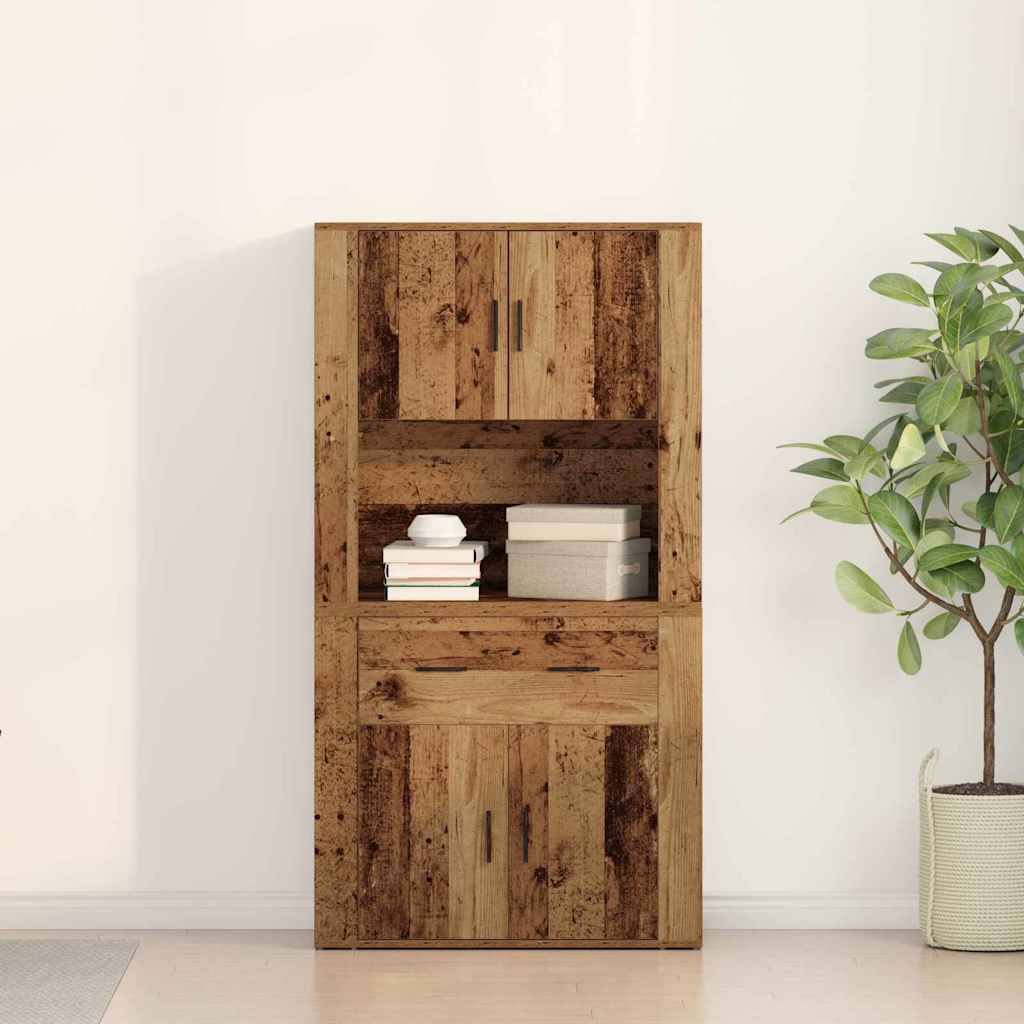 vidaXL Wysokie biurko z szufladą Stare drewno 80 x 33 x 150 cm