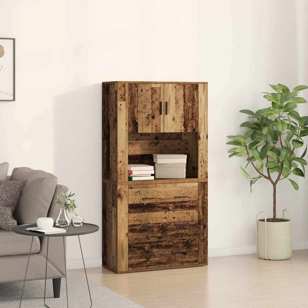 vidaXL Highboard Stare drewno 80 x 33 x 150 cm Materiał drewnopochodny