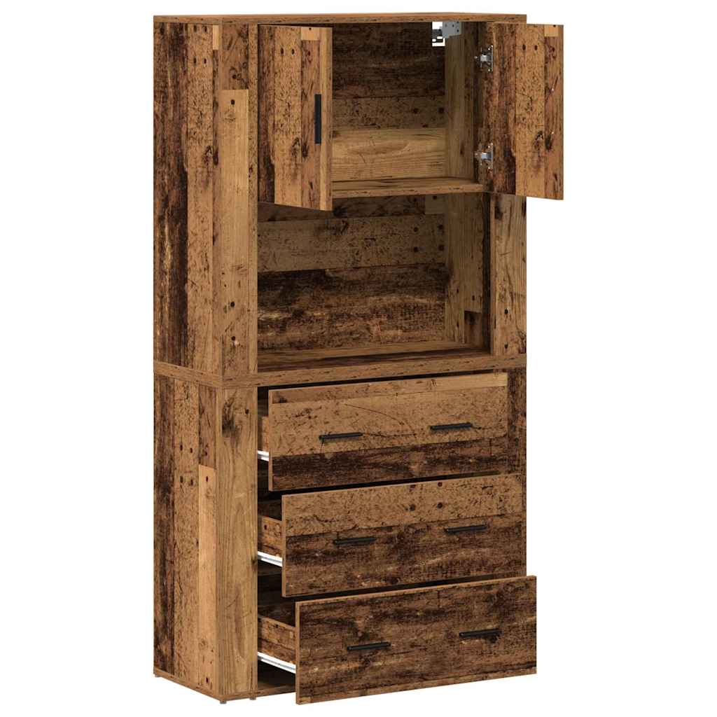 vidaXL Highboard Stare drewno 80 x 33 x 150 cm Materiał drewnopochodny