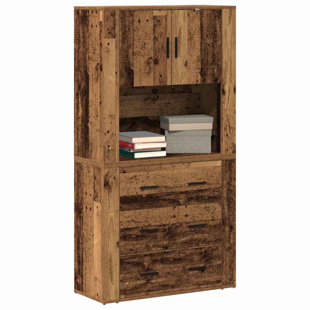 vidaXL Highboard Stare drewno 80 x 33 x 150 cm Materiał drewnopochodny