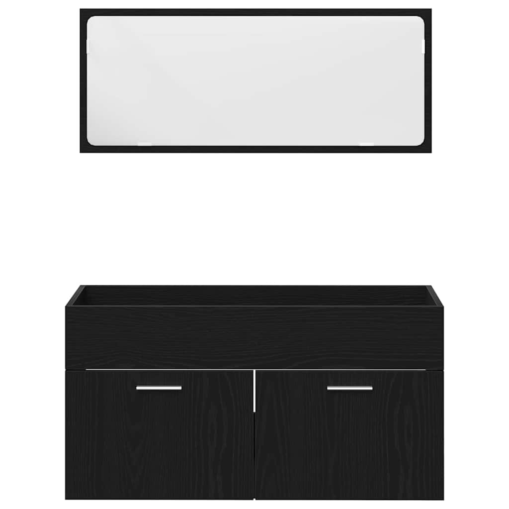 vidaXL Zestaw mebli łazienkowych z szufladą z półką 4 pcs Czarny Dąb
