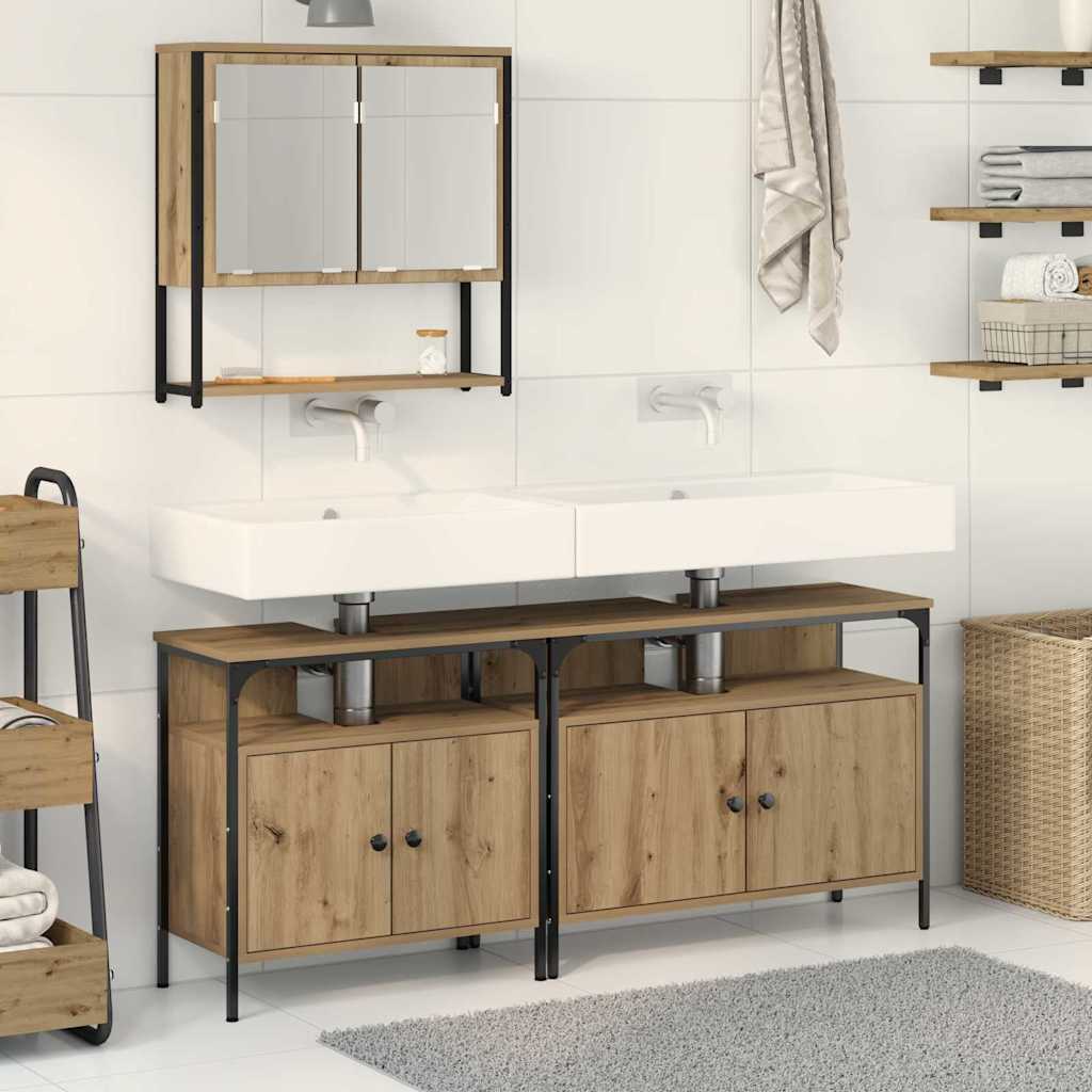 vidaXL Zestaw mebli łazienkowych 3 pcs Brązowy Materiał drewnopochodny