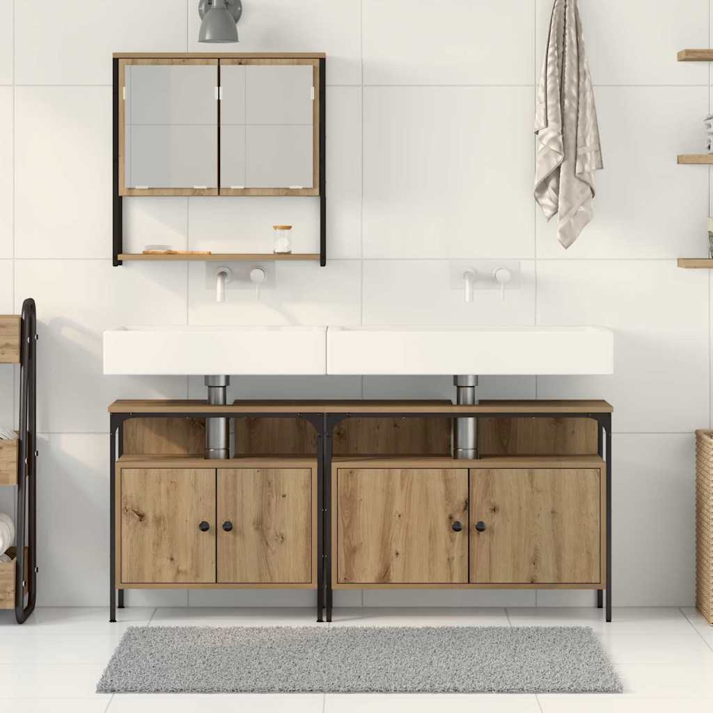 vidaXL Zestaw mebli łazienkowych 3 pcs Brązowy Materiał drewnopochodny