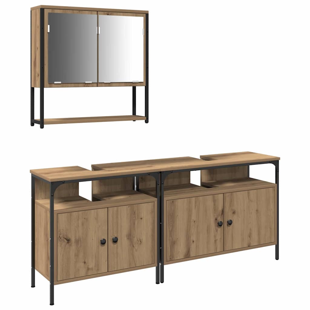 vidaXL Zestaw mebli łazienkowych 3 pcs Brązowy Materiał drewnopochodny