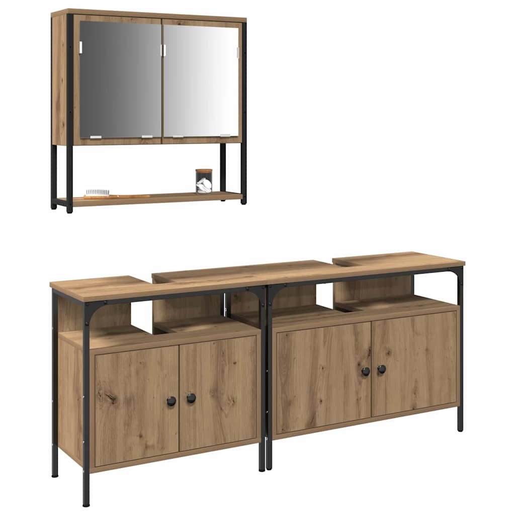 vidaXL Zestaw mebli łazienkowych 3 pcs Brązowy Materiał drewnopochodny