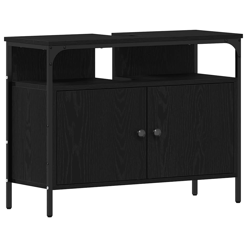 vidaXL Zestaw mebli łazienkowych 3 pcs Czarny Materiał drewnopochodny