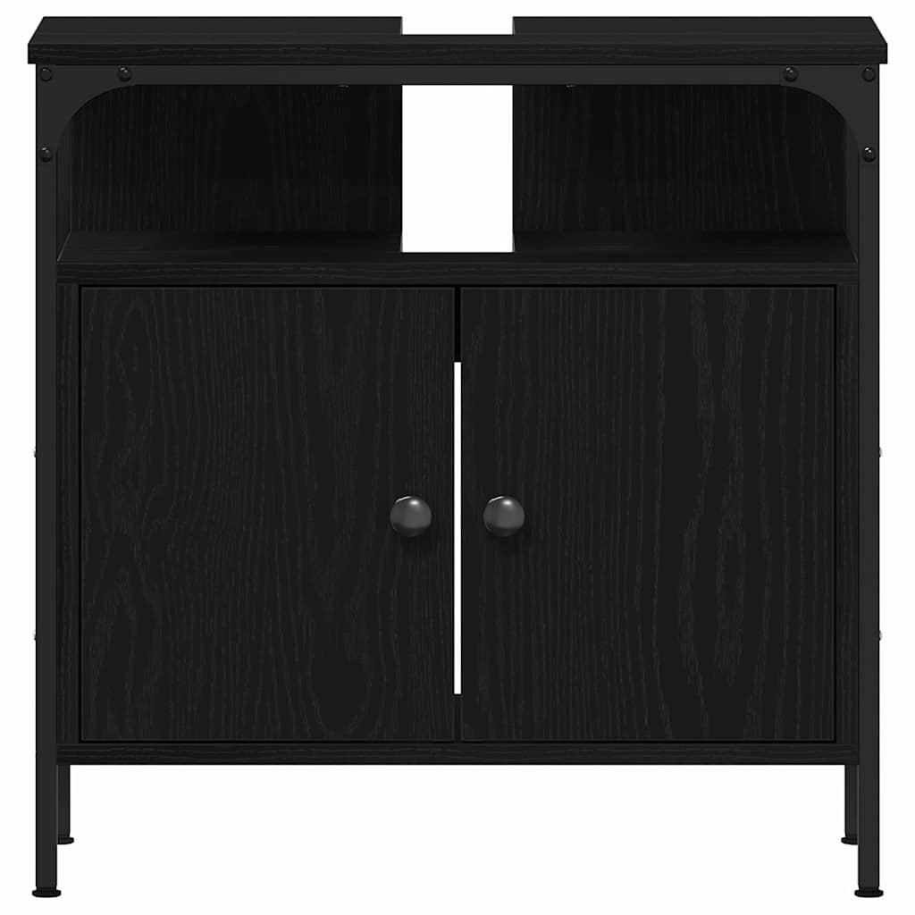 vidaXL Zestaw mebli łazienkowych 3 pcs Czarny Materiał drewnopochodny