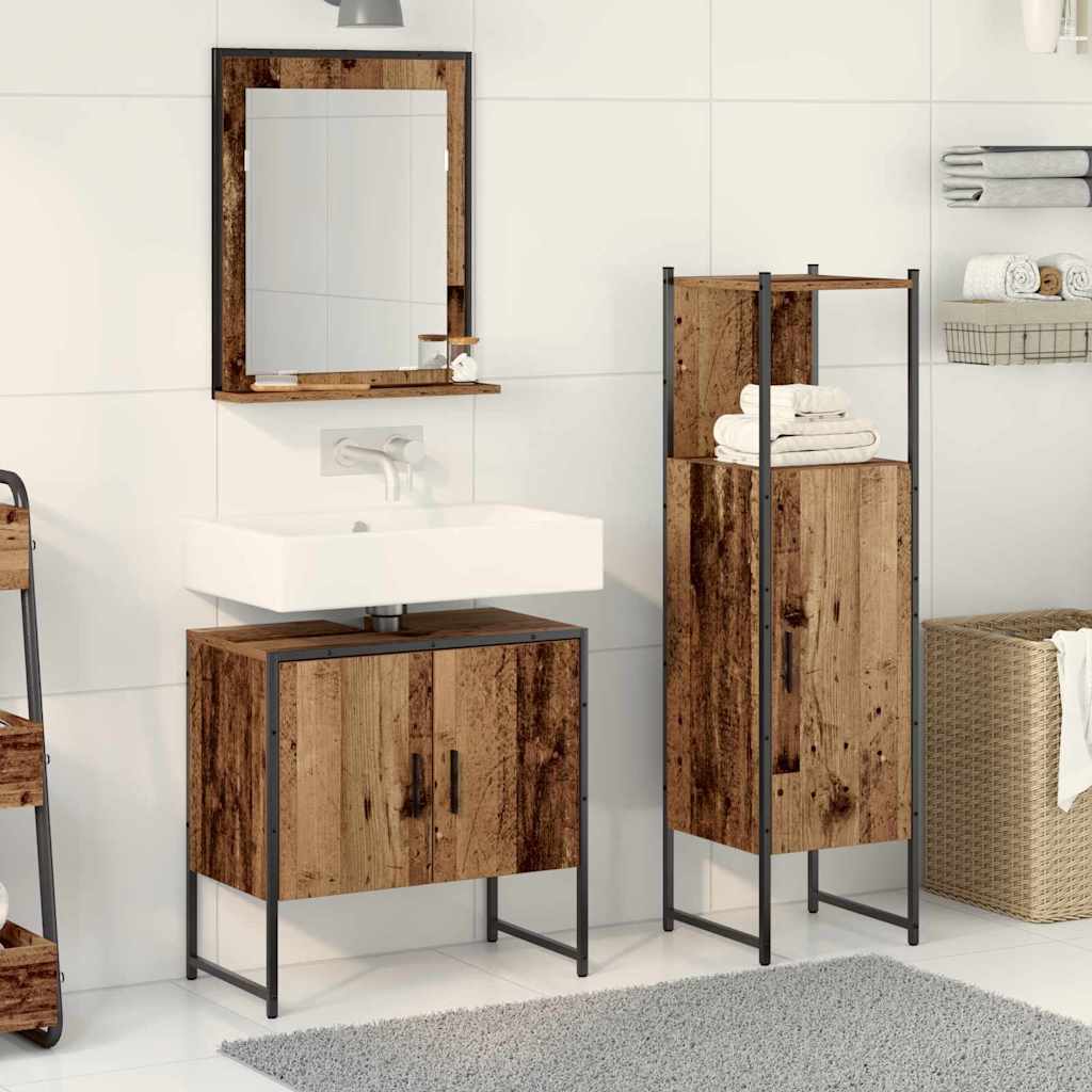vidaXL Zestaw mebli łazienkowych 3 pcs Brązowy Materiał drewnopochodny