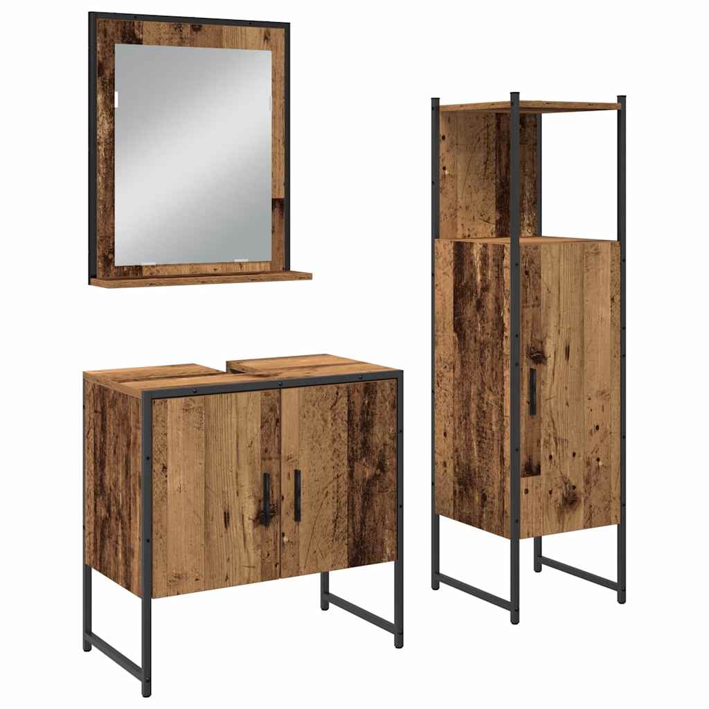 vidaXL Zestaw mebli łazienkowych 3 pcs Brązowy Materiał drewnopochodny