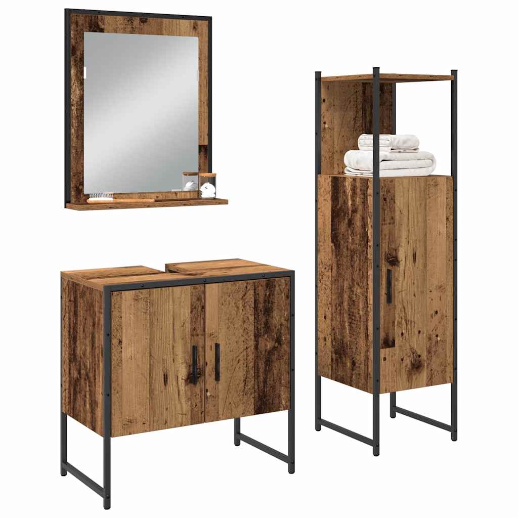 vidaXL Zestaw mebli łazienkowych 3 pcs Brązowy Materiał drewnopochodny