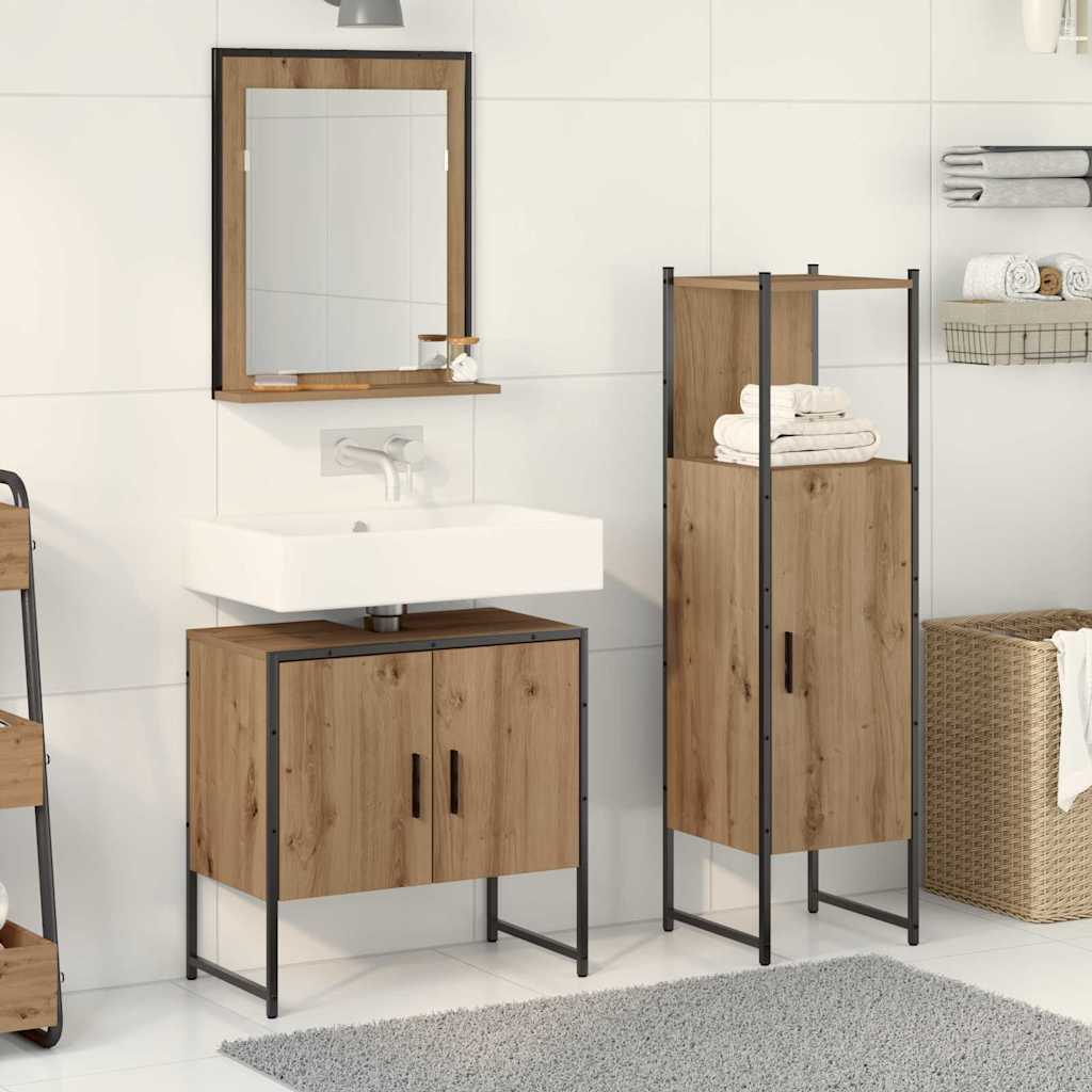 vidaXL Zestaw mebli łazienkowych 3 pcs Brązowy Materiał drewnopochodny