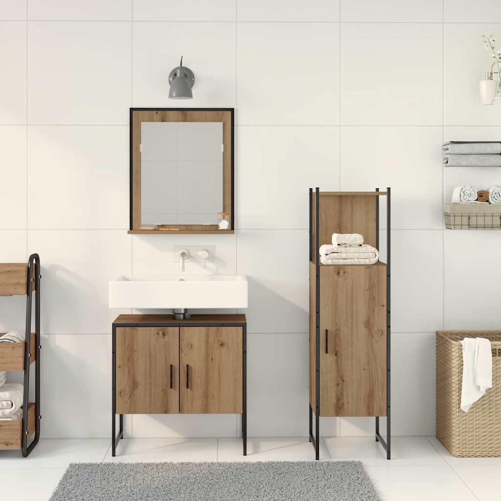 vidaXL Zestaw mebli łazienkowych 3 pcs Brązowy Materiał drewnopochodny