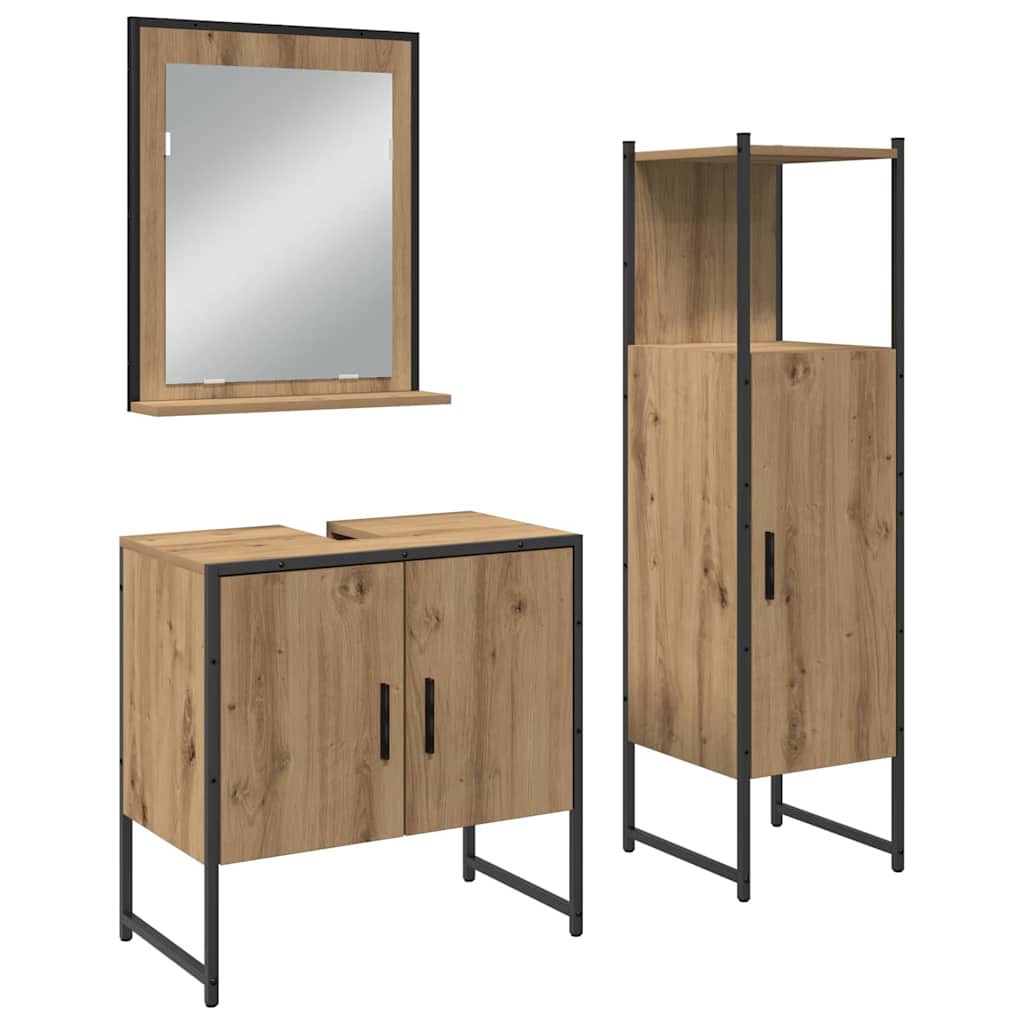 vidaXL Zestaw mebli łazienkowych 3 pcs Brązowy Materiał drewnopochodny