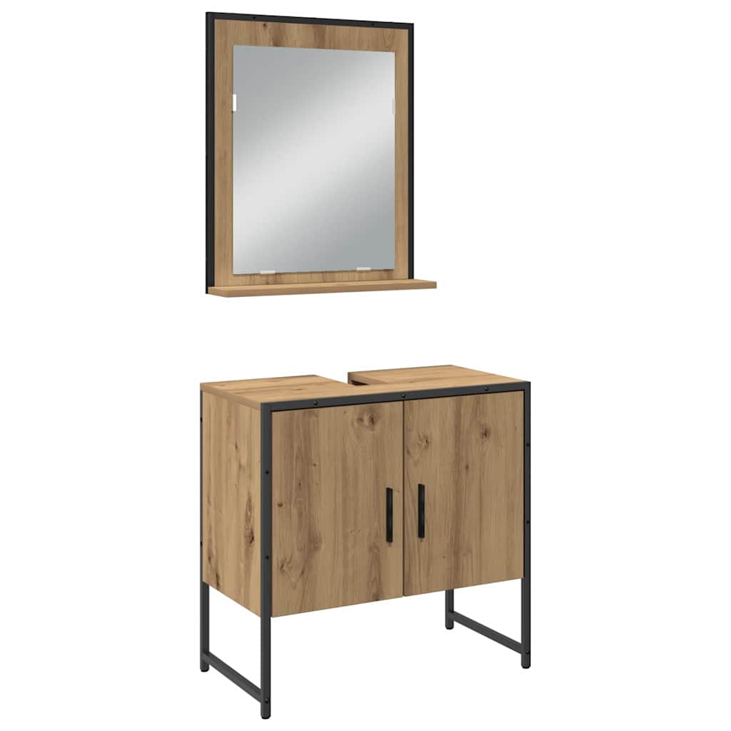 vidaXL Zestaw mebli łazienkowych 3 pcs Brązowy Materiał drewnopochodny