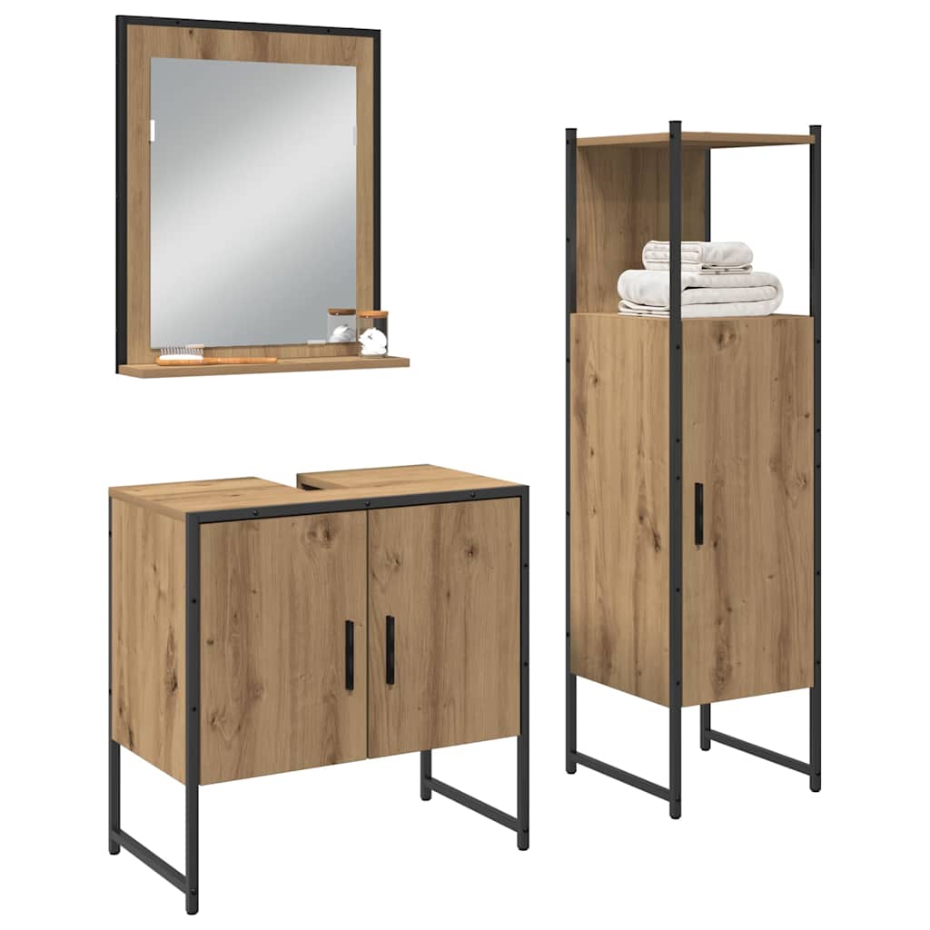 vidaXL Zestaw mebli łazienkowych 3 pcs Brązowy Materiał drewnopochodny