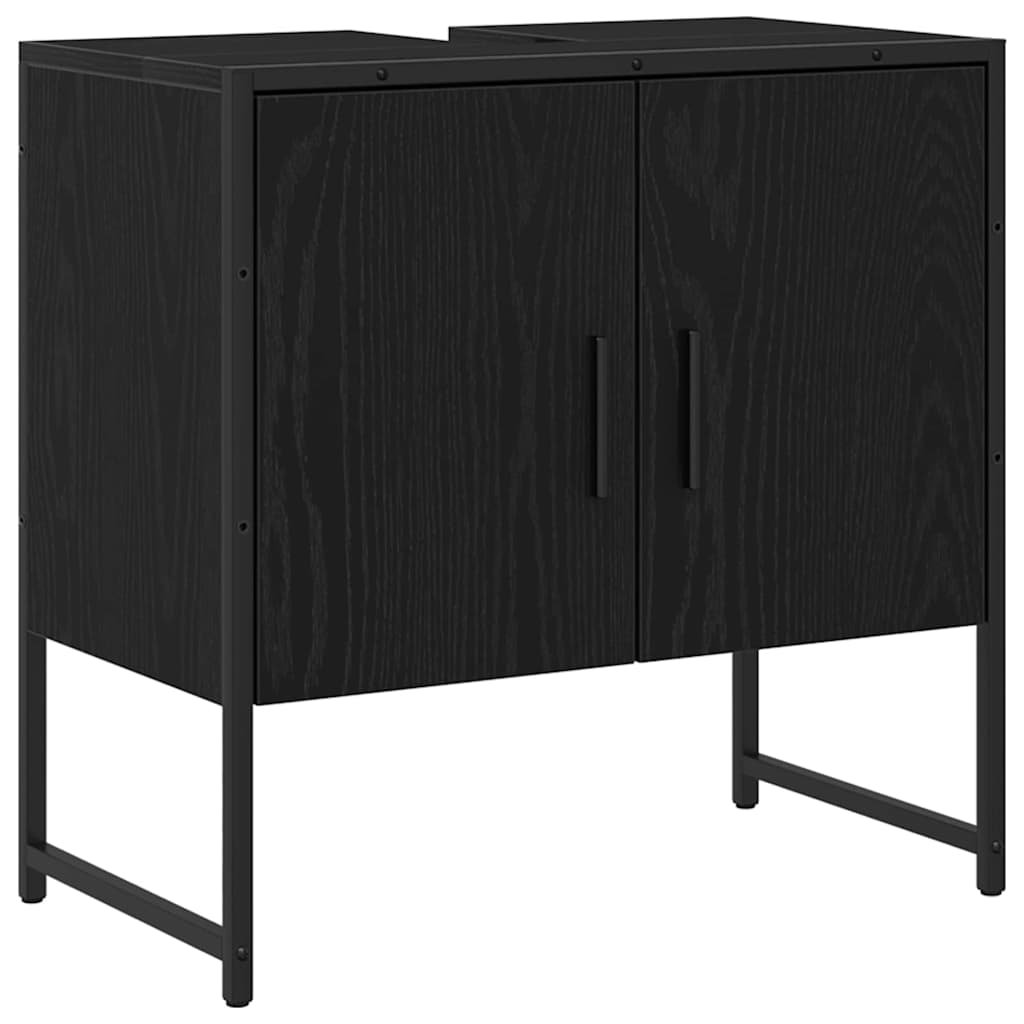 vidaXL Zestaw mebli łazienkowych 3 pcs Czarny Materiał drewnopochodny