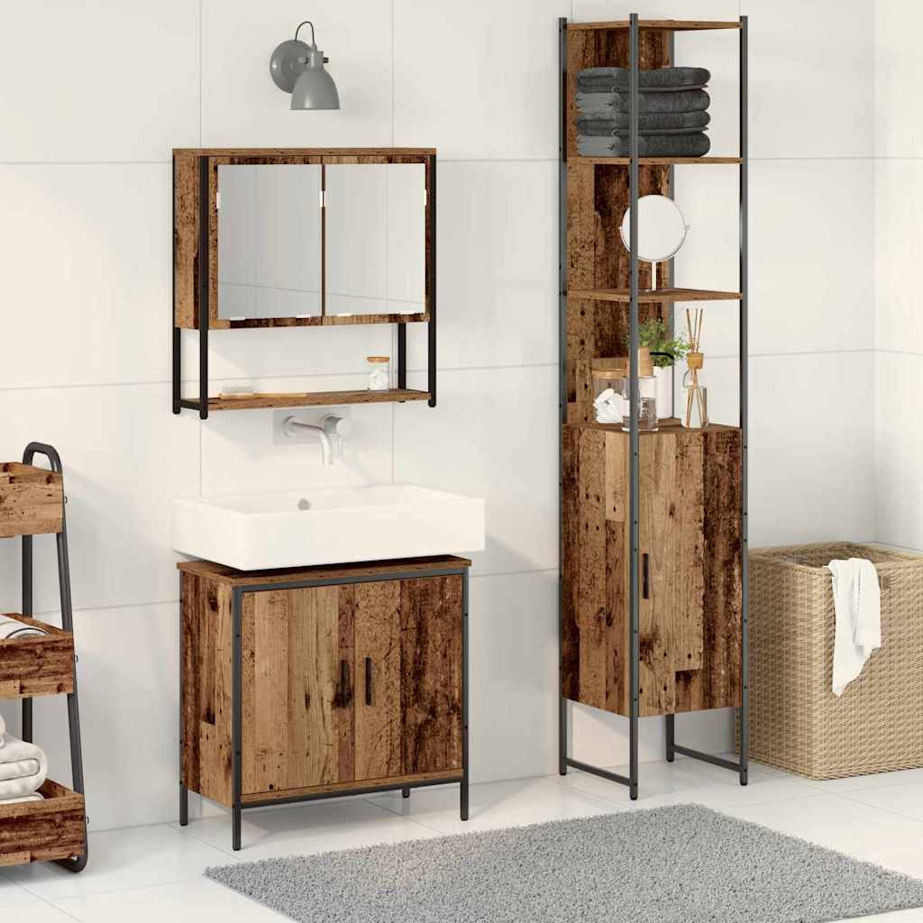 vidaXL Zestaw mebli łazienkowych 3 pcs Brązowy Materiał drewnopochodny