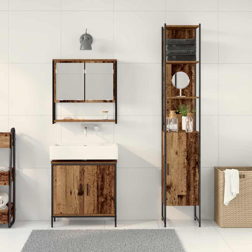 vidaXL Zestaw mebli łazienkowych 3 pcs Brązowy Materiał drewnopochodny