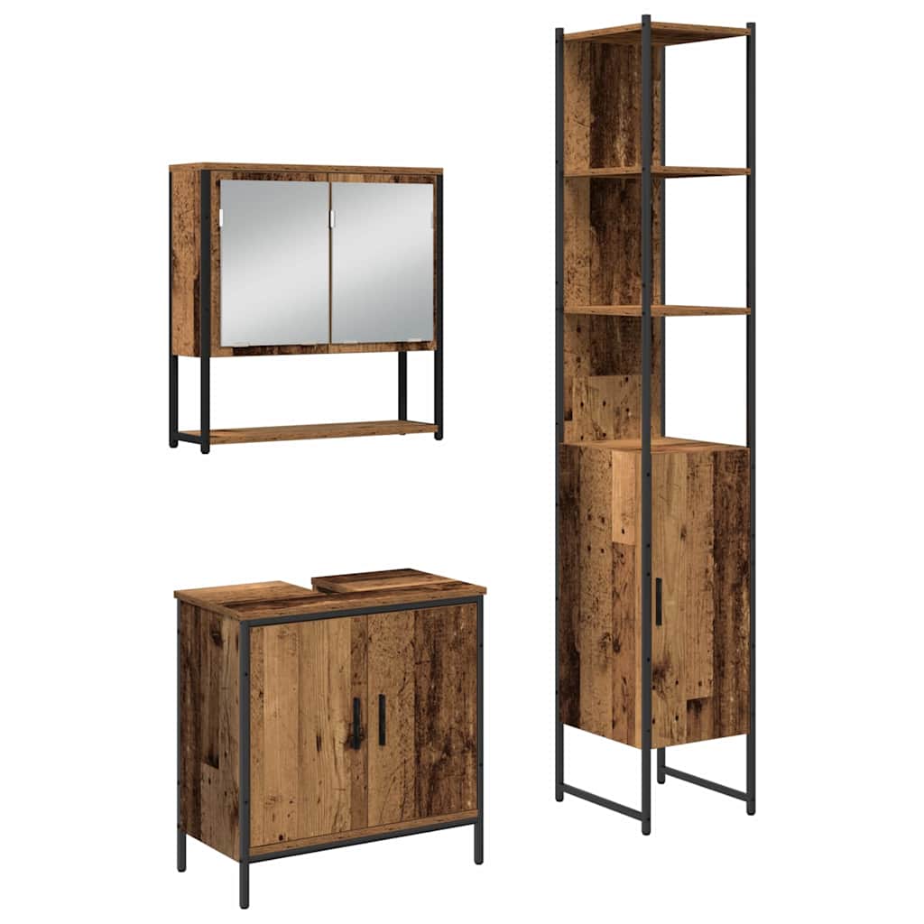 vidaXL Zestaw mebli łazienkowych 3 pcs Brązowy Materiał drewnopochodny