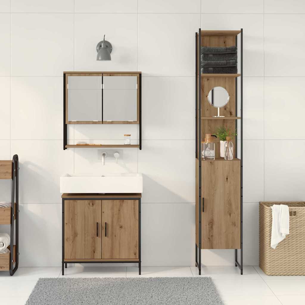 vidaXL Zestaw mebli łazienkowych 3 pcs Brązowy Materiał drewnopochodny