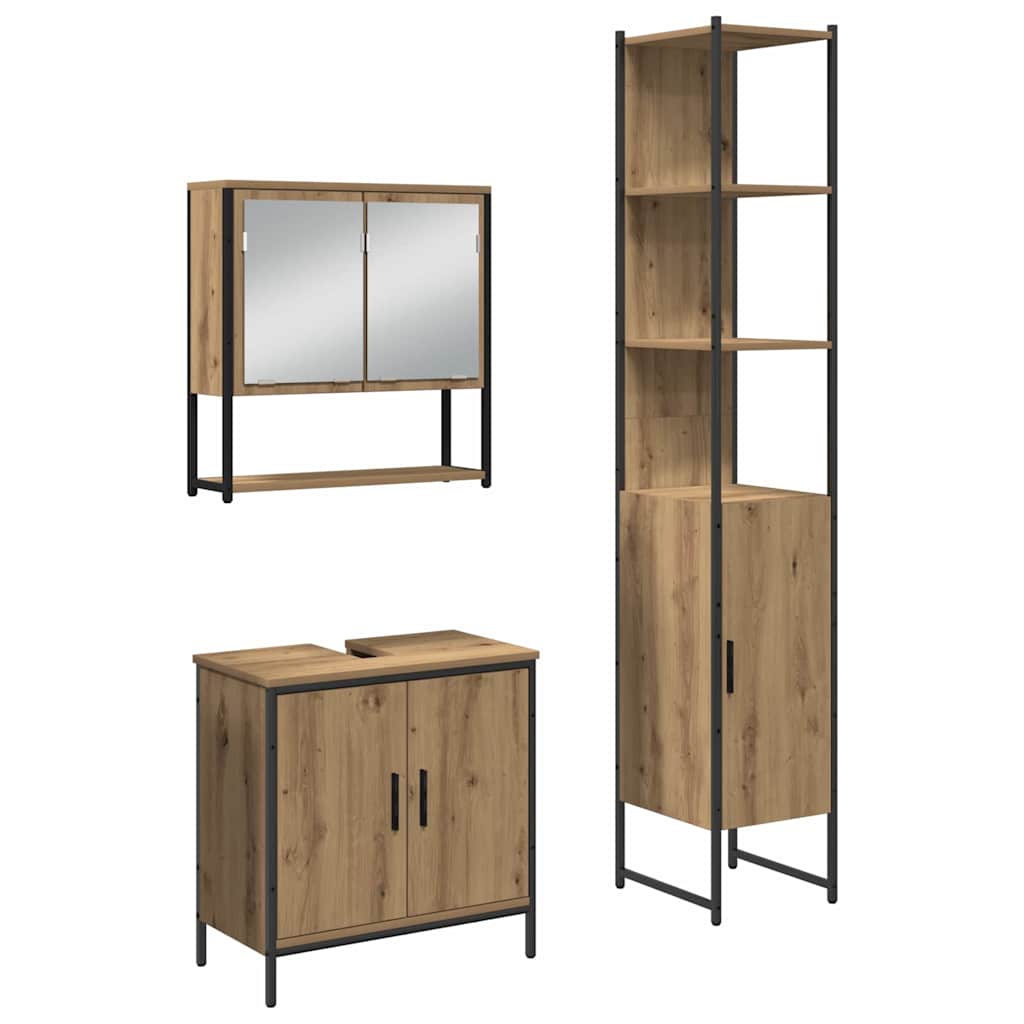 vidaXL Zestaw mebli łazienkowych 3 pcs Brązowy Materiał drewnopochodny