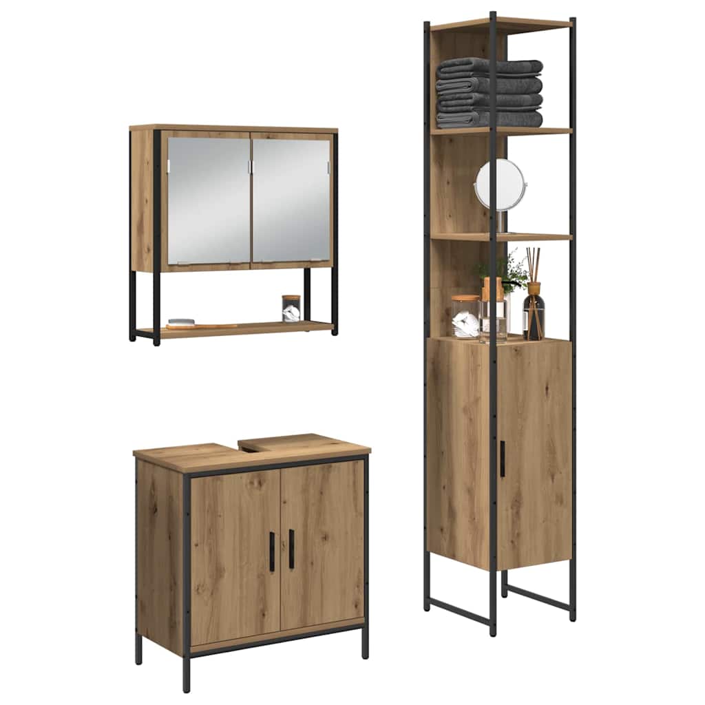 vidaXL Zestaw mebli łazienkowych 3 pcs Brązowy Materiał drewnopochodny