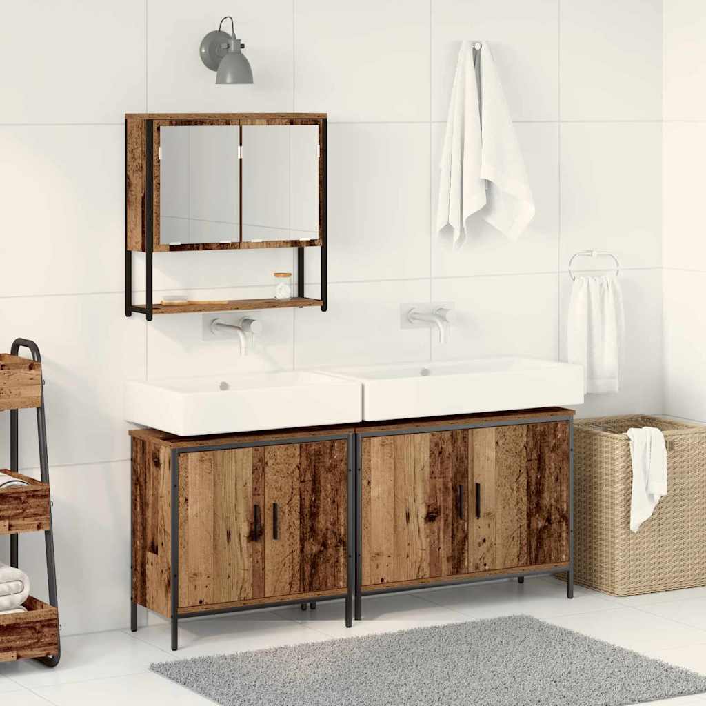 vidaXL Zestaw mebli łazienkowych 3 pcs Brązowy Materiał drewnopochodny