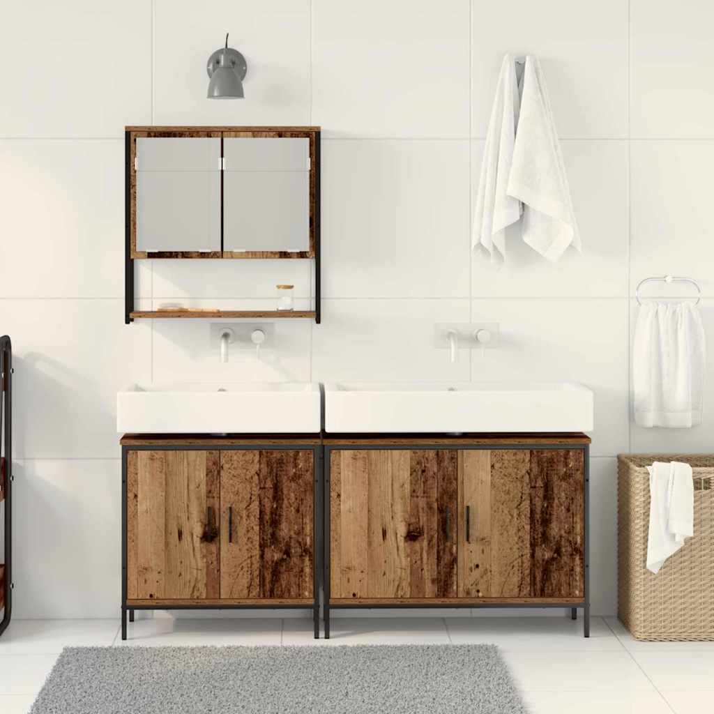 vidaXL Zestaw mebli łazienkowych 3 pcs Brązowy Materiał drewnopochodny
