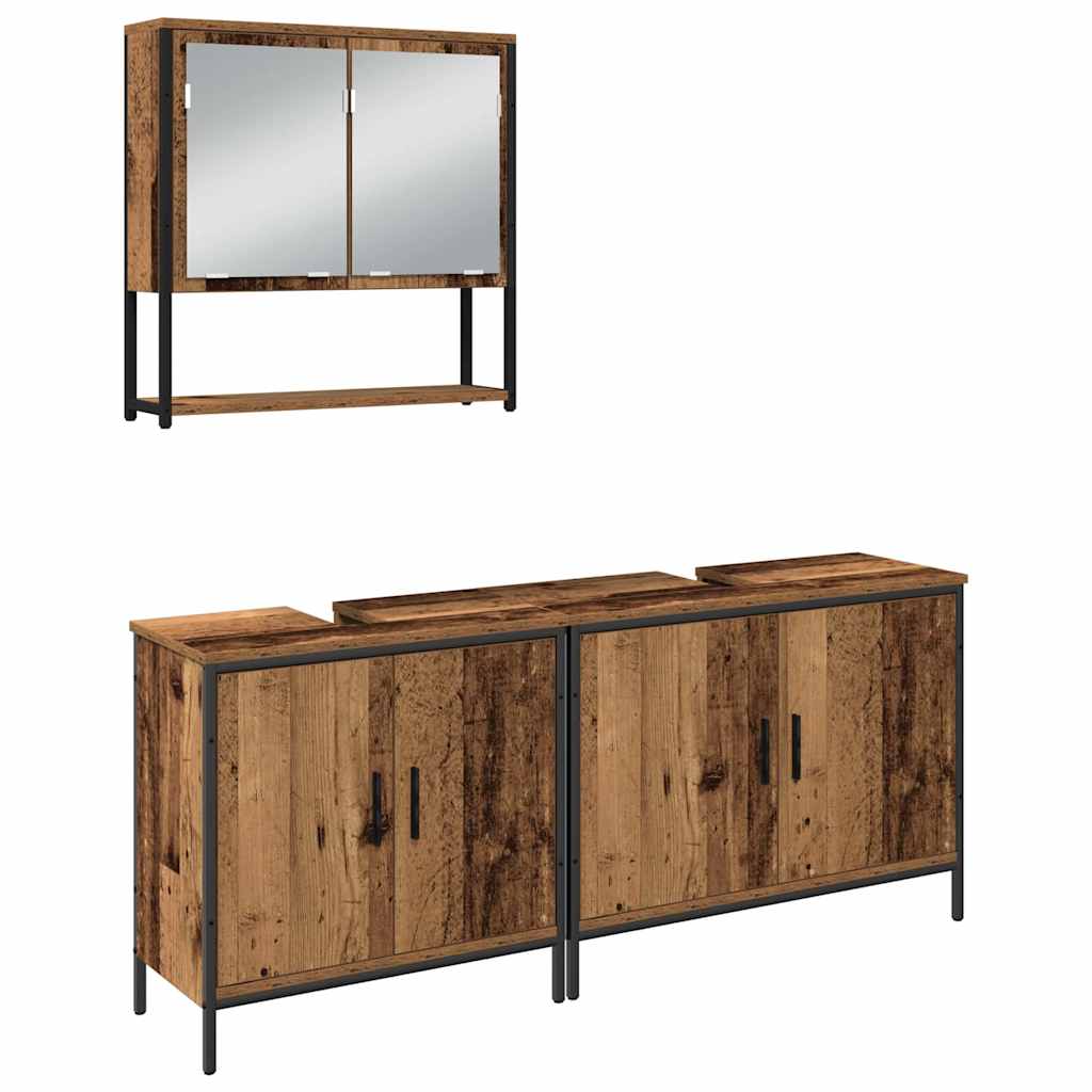 vidaXL Zestaw mebli łazienkowych 3 pcs Brązowy Materiał drewnopochodny