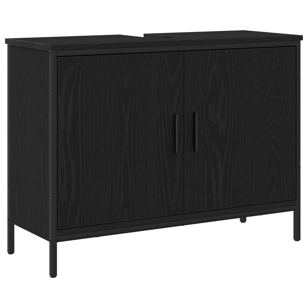 vidaXL Zestaw mebli łazienkowych 3 pcs Czarny Materiał drewnopochodny