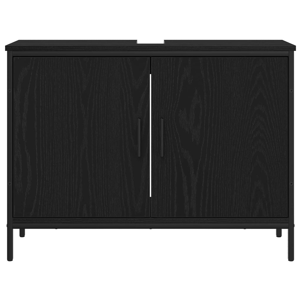 vidaXL Zestaw mebli łazienkowych 3 pcs Czarny Materiał drewnopochodny