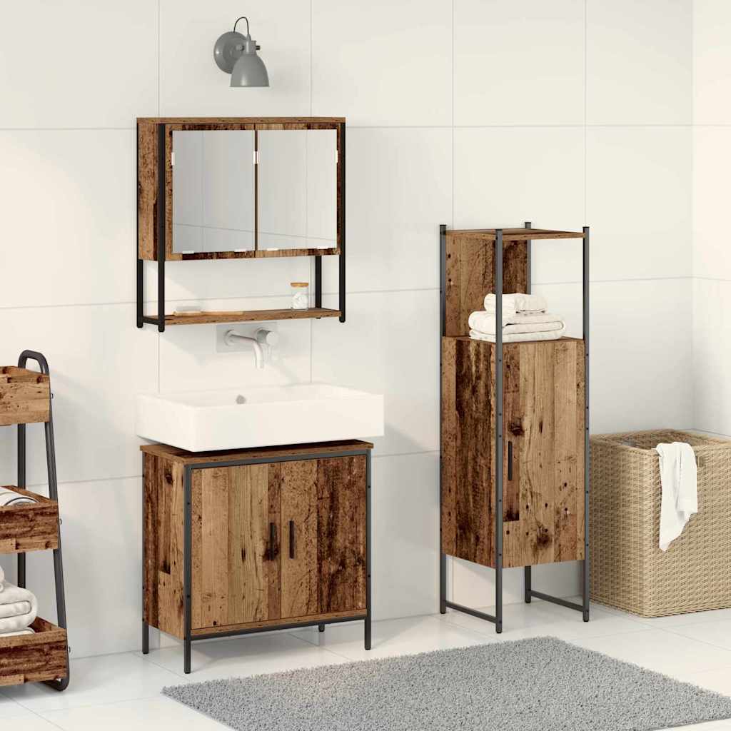 vidaXL Zestaw mebli łazienkowych 3 pcs Brązowy Materiał drewnopochodny