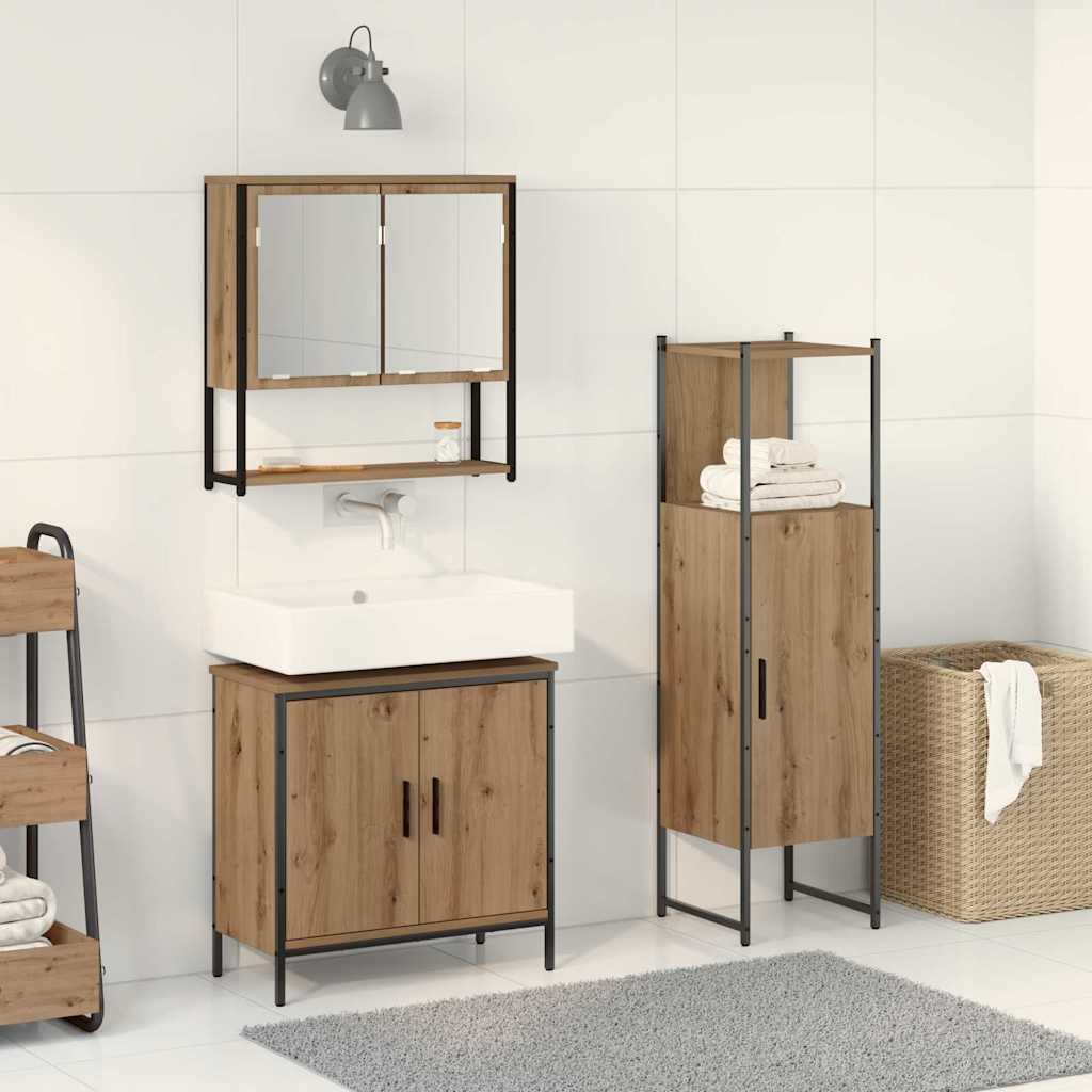 vidaXL Zestaw mebli łazienkowych 3 pcs Brązowy Materiał drewnopochodny
