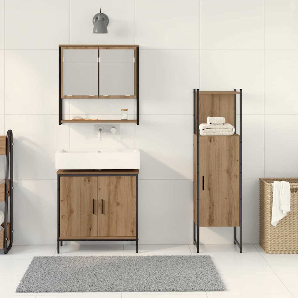 vidaXL Zestaw mebli łazienkowych 3 pcs Brązowy Materiał drewnopochodny