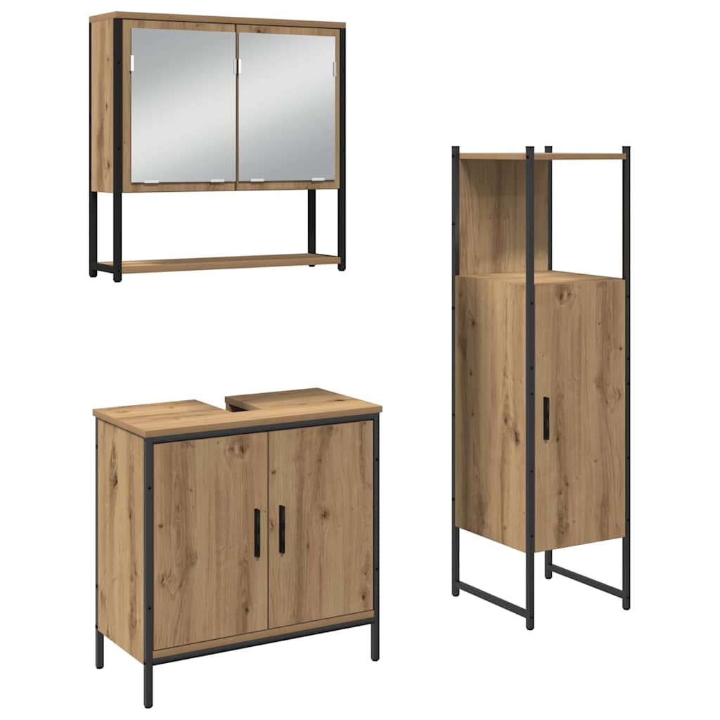 vidaXL Zestaw mebli łazienkowych 3 pcs Brązowy Materiał drewnopochodny