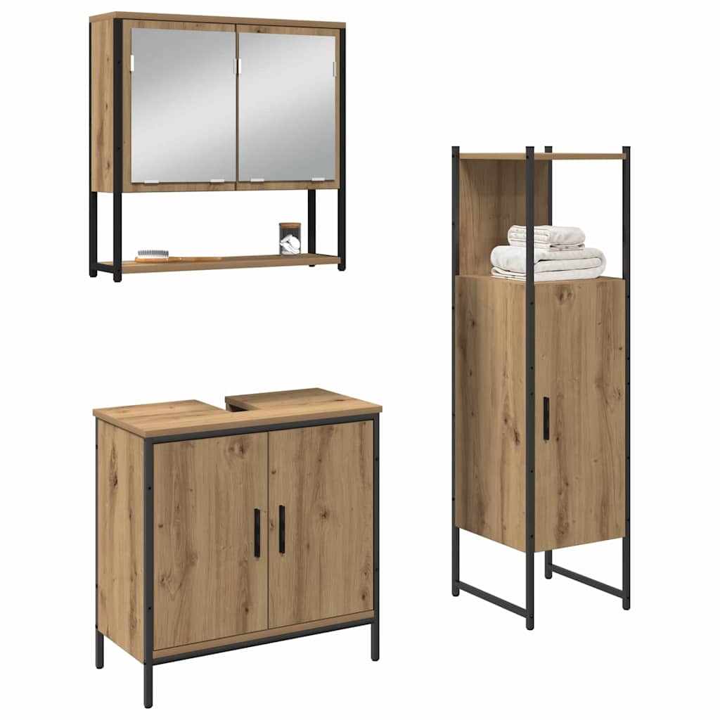 vidaXL Zestaw mebli łazienkowych 3 pcs Brązowy Materiał drewnopochodny