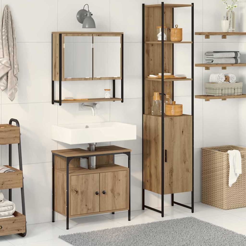 vidaXL Zestaw mebli łazienkowych z półką 3 pcs Dąb rzemieślniczy