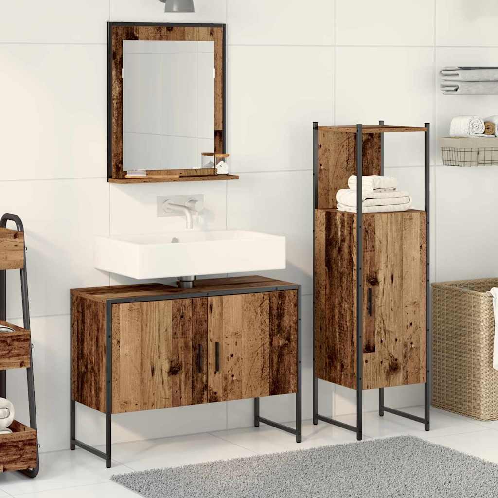 vidaXL Zestaw mebli łazienkowych 3 pcs Brązowy Materiał drewnopochodny